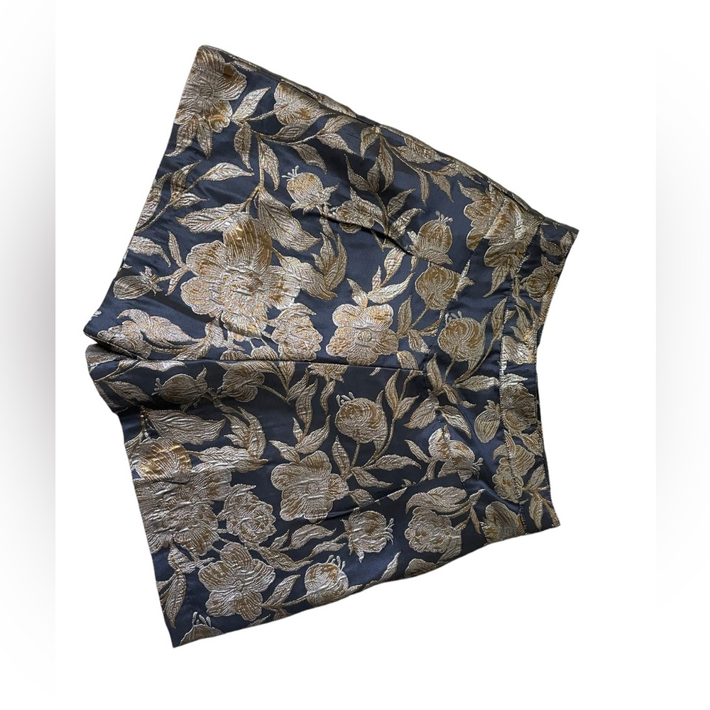 Walter Baker High Waist Shorts - Black and Gold Floral